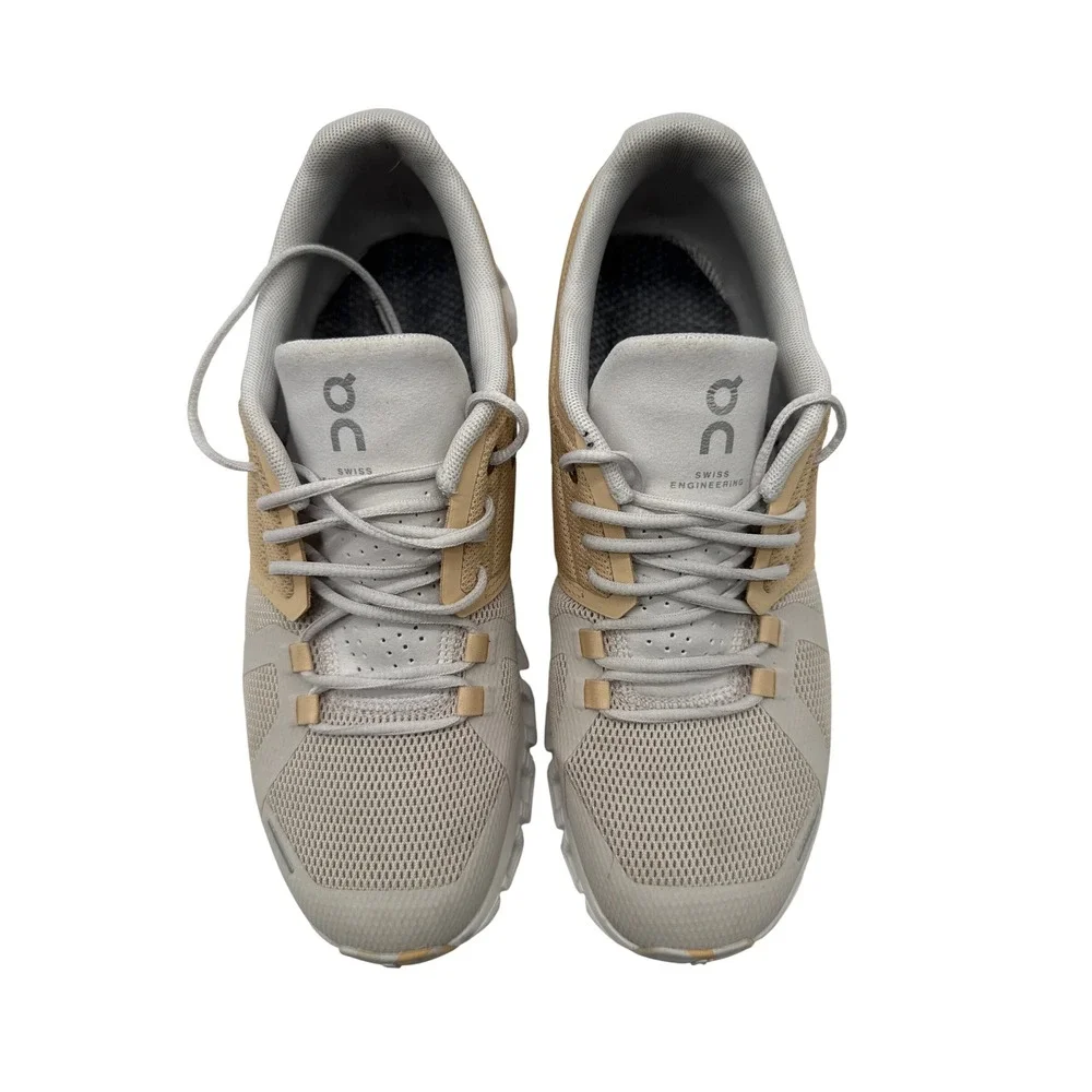 On Cloud 5 Running Shoes Womens 7.5 Tan Grey Excellent CloudTec Sneakers
